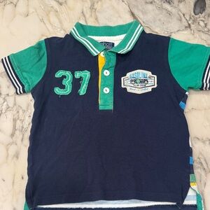 Navy and Green Kids Polo Shirt
